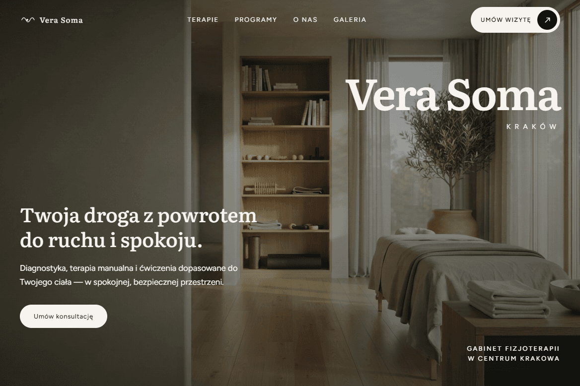 Profesjonalna strona internetowa dla fizjoterapeutów z rezerwacją wizyt i SEO - realizacja Sorien