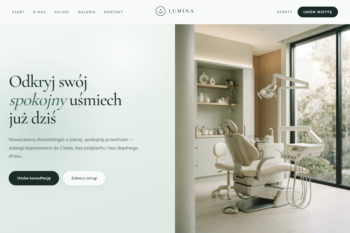 Profesjonalna strona internetowa dla gabinetu stomatologicznego z rejestracją online i SEO - Sorien