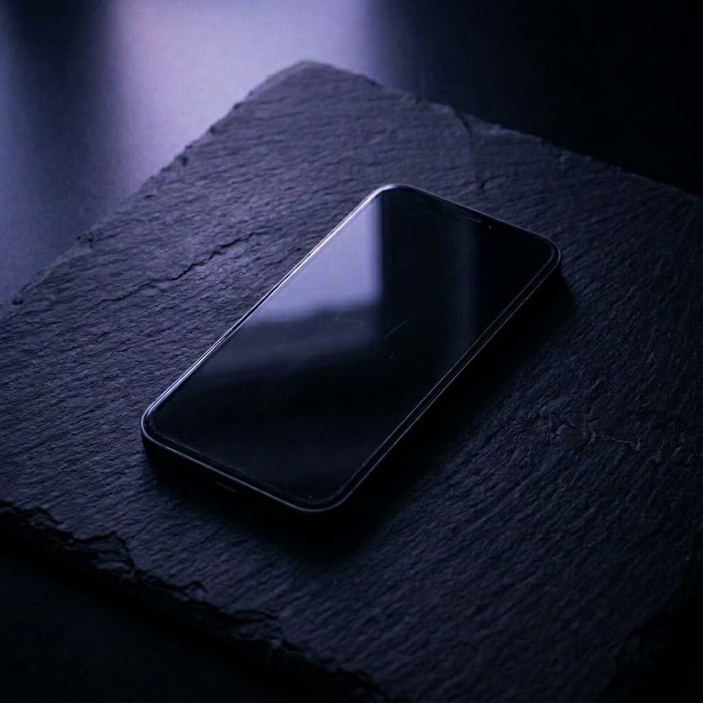 Aplikacje na telefon — smartfon na ciemnym kamieniu