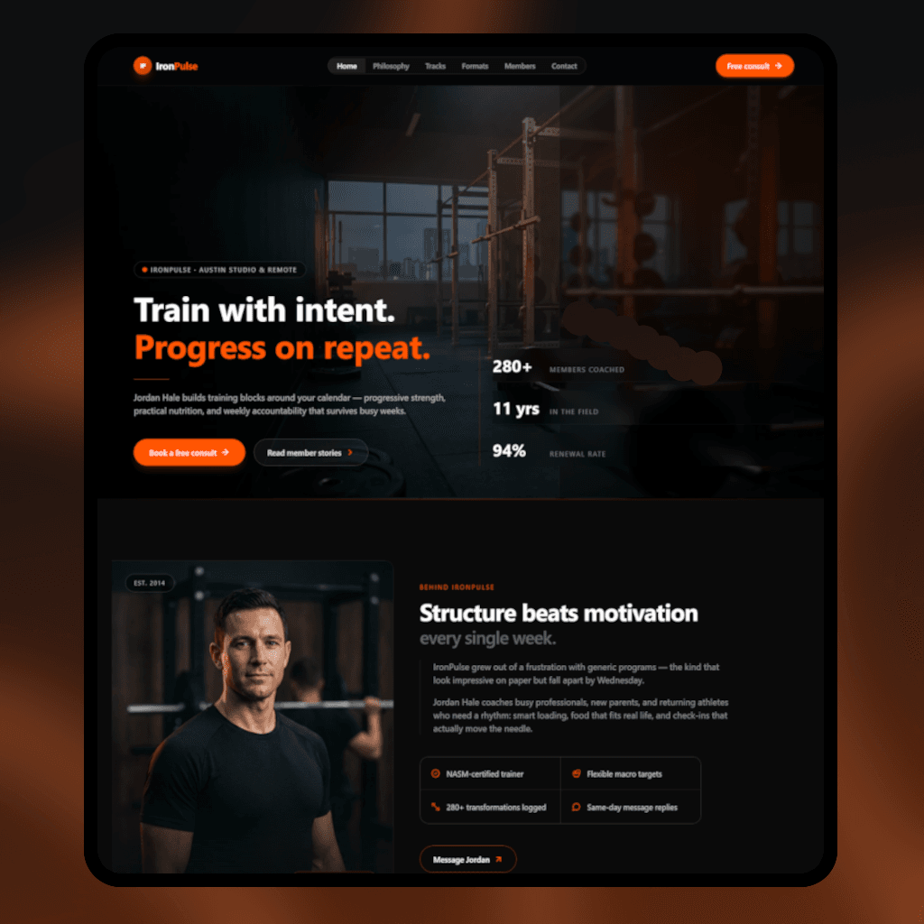 Realizacja strony internetowej IronPulse — trener personalny Sorien