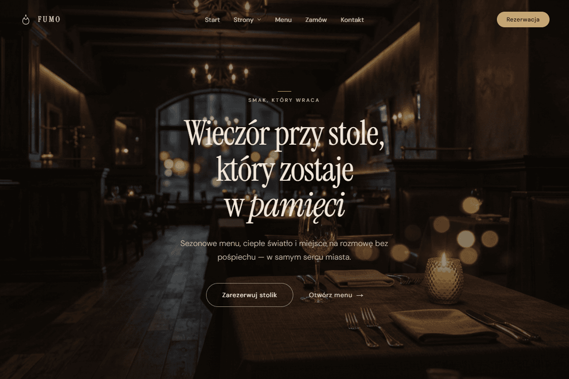 Profesjonalna strona internetowa dla restauracji z menu online i systemem rezerwacji - realizacja Sorien